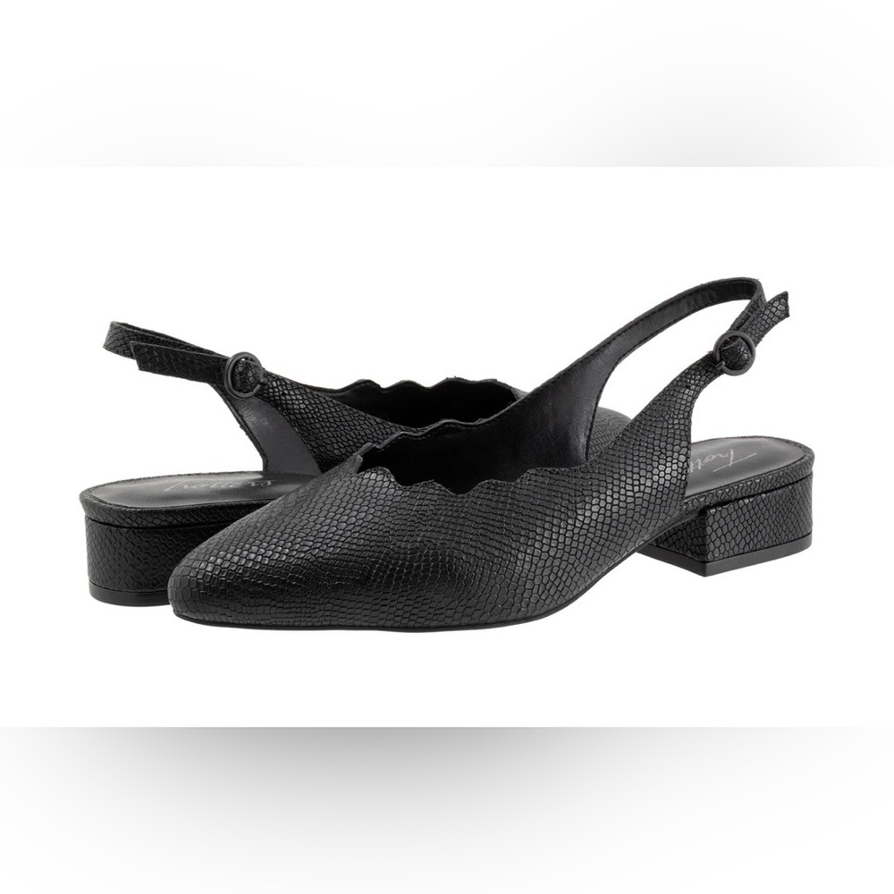 Trotters Black Textured Slingback Heels